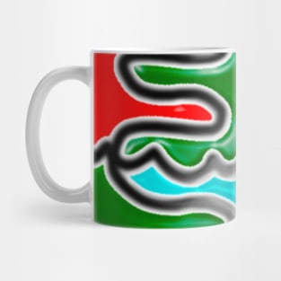 Green red black and light blue expressionsshapes with different color styles and themes. Mug